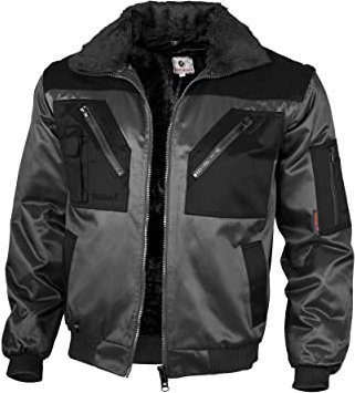 Qualitex - Pilotenjacke 4 in 1 - Kragen und Ärmel abtrennbar - mehrere Farben (7XL, Grau/Schwarz)