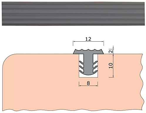 TIBU Trittstopp Treppenstufen, Anti-Rutsch-Profil Gleitschutz und Rutschgummi in verschiedenen Farben Standard (12mm breit x 2mm stark) Grau | Trittstopp Variante Standard Maße 12mm breit x 2mm stark in Farbe Grau