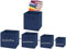 A406 3x Fabric Foldable Square storage unit Box Canvas Storage Collapsible Folding Box Cubes Box Toys box (Small-20x20x20cm, Navy)