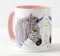 Zèbre Animaux Aquarelle Art Tasse Tasse Tasse Cadeau Anniversaire Travail Bureau Noël Thé Café (Rose)
