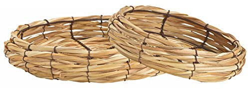 Deko Holz Schale rund geflochten - 2er Set - Flechtkorb in 26 cm und 33 cm - Brötchen Obst Dekoration Korb Flechtware