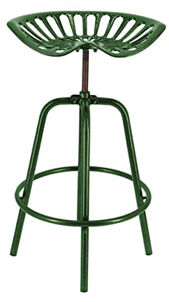 Rivanto® Traktorstuhl grün, bequemer Barhocker aus Eisen, verstellbare Höhe