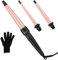 LXMTOU Hair Curling Wand 3 in 1 Set Conical Curling Wand 9-32mm Tourmaline Ceramic Barrel Tapered Styling Curler Wand Curling Iron Clampless for Short to Long Hair Dual Voltage with Glove