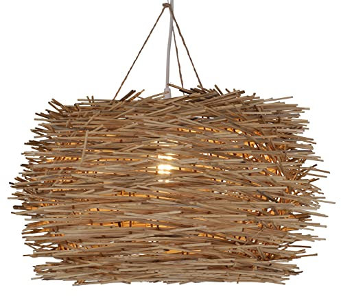GURU SHOP Deckenlampe/Deckenleuchte, in Bali Handgemacht aus Naturmaterial, Rattan - Modell Fumero, 25x45x45 cm
