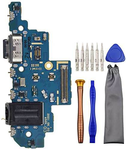 Puerto de carga USB Placa de montaje de pieza de repuesto para Samsung Galaxy A52s 5G SM-A528B con micrófono conector para auriculares y kit de herramientas