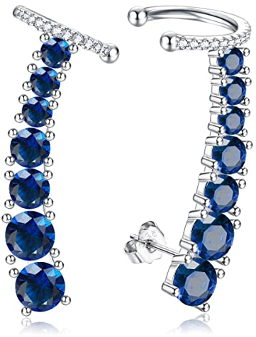 Diamday 925 Sterling Silber Ohrringe Climber Ohrringe für Frauen Post Ohrstecker Ohrringe 7 Multicolors Cubic Zirkonia Ohr Crawler Ohrringe