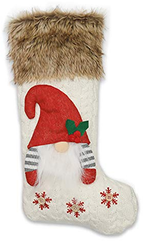 LAXED 3D PlüSch Schwedische Gnom Weihnachts StrüMpfe Socke für Kamin HäNgende Weihnachts Dekorationen Weihnachts SüßIgkeiten Geschenk Weiß
