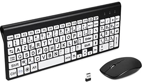Impression Grand Format Pleine Grandeur 2.4G Clavier et Souris sans Fil, Impression Grand Format surdimensionnée pour Les Enfants malvoyants