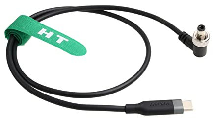 HangTon Cable de alimentación USB C de 12 V PD para grabadora de audio Hollyland Mars 400s, Atomos SmallHD, bloqueo de monitor CC, ángulo recto, 1 m