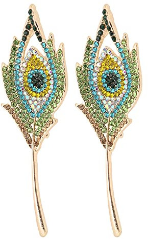 SYH&AQYE 2 Stück Pfauenfeder-Brosche, Elegante Strassbroschen Für Geburtstag, Schmuck, Kleidung, Accessoires, Brosche, Geschenk(grün)