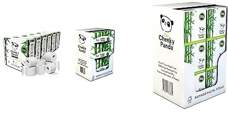 The Cheeky Panda Bamboo Toilet Roll Bulk Buy – 24 Rolls (6 Packs of 4) | Sustainable Loo Roll & Bamboo Facial Tissues | 12 Cube Tissue Boxes | Soft Face Tissues