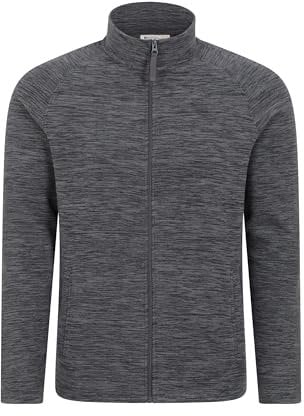 Mountain Warehouse Snowdon Mens Full Zip Fleece - Midlayer Pullover, Breathable Jacket, Soft Outerwear, Smooth Fleece Top - For Spring Summer, Travelling Dark Grey XS