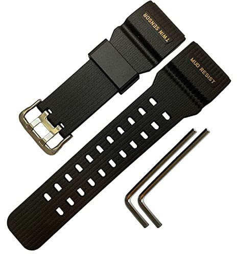 Rihahisy Ersatz-Uhrenarmband aus Naturkautschuk für Casio G-Shock Master of G Mudmaster Twin Sensor Sportuhr GG-1000 / GWG-100 / GSG-100 Serie Uhrenarmband