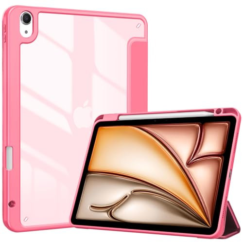 ProCase Funda para iPad Air 11 2024/iPad Air 5/Air 4 10.9 Pulgadas 2022 2020, Carcasa Protectora Smart Folio Posterior Transparente con Ranura Lápiz para iPad Air Quinta y Cuarta Gen -Rojo Sandía