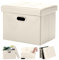 COSYLAND Sitzhocker mit Stauraum, Faltbare Sitzbank, Sitztruhe aus Kunstleder, gepolstert Sitzwürfel Fußhocker Aufbewahrungsbox mit Deckel, für Wohnzimmer Schlafzimmer, 43 * 33 * 33 cm (Beige)