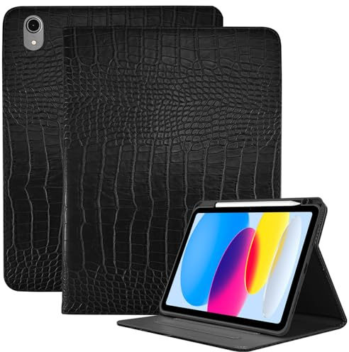 Deokke Hülle für iPad 11th Generation 11 Inch 2025 (A16),Generation/iPad 10 Generation Case 2022 10.9 Inch Case,Bleistifthalter Folio Crocodile Automat Schlaf/Wake Cover Frauen Mädchen