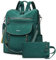 Shrrie Leder-Rucksack, modischer Rucksack, Geldbörse, Designer-Reiserucksack, wandelbar, Schultertasche mit Handgelenk, für Arbeit, Uni, Dunkelgrün
