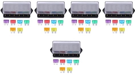 5X 6-Weg Sicherungshalter Box Auto Fahrzeug Schaltung Klinge Box Block + Sicherung