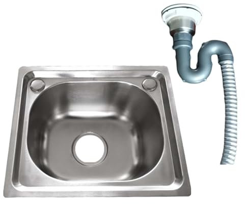 XLWLLNJ Fregadero de cocina de acero inoxidable, lavabo profundo con manguera coladora para el hogar, baño e inodoros, 42cmx37cm
