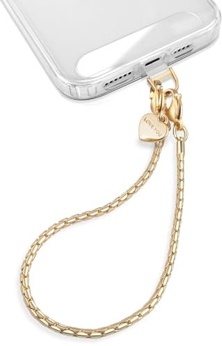 UKON Metal Phone Wrist Strap, Mobile Phone Chain Strap for Women Anti Theft Phones Lanyard with 2 Tether Tabs, Detachable Wrist Strap for iPhone (Pale Gold)