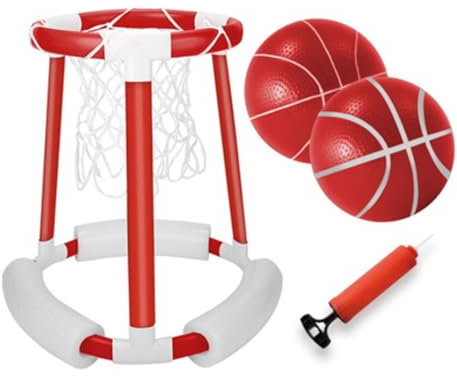 Panier de Basket Flottant pour Piscine, Panier de Basketball de Piscine avec 2 balles et Pompe, Jouet de Panier Basket Flottant Piscine, Jeu de Basket Flottant pour Piscine pour Enfant et Adulte