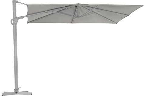OUTLIV. Ampelschirm Saint-Tropez 300x300cm, Aluminium, O'bravia Bezug, UV-beständig, 360° drehbar, neigbar, pulverbeschichtet, silber
