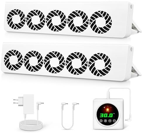 ecoCalm Heizkörper Ventilator 2.0 auf Heizkörper Länger als 84cm mit Regler mit intelligenten Thermostaten, Heizkörperlüfter mit 10 Lüfter die Effizienz der Heizung und Sparen Energie (Duo Set)