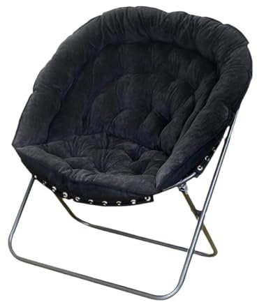 Sharplace Folding Saucer Chair Patio Seat Cushion Stylish Moon Chair Lightweight Garden Chair Chair for Indoor Outdoor Lawn, Black