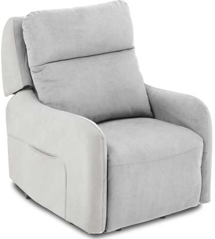 COMHOMA Elektrischer Relaxsessel Massagesessel mit Power Lift, mit SL-Massagefunktion, Ruhesessel Fernsehsessel Fernbedienung mit USB-Anschluss für Senioren, Abnehmbarer Rückenlehne, Stoff Grau