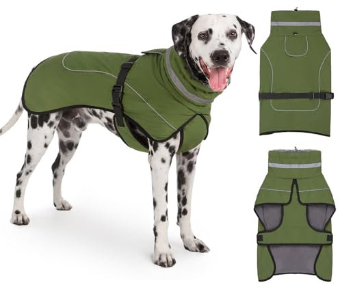 Axcimond Mantel Hund Wasserdicht Winter Hundemantel Warm Wasserdicht Hundejacke Fleece Hundepullover Hundemantel mit Fellkragen Reflektierend Winterjacke für Kleine Mittlere Große Hunde Regenmantel
