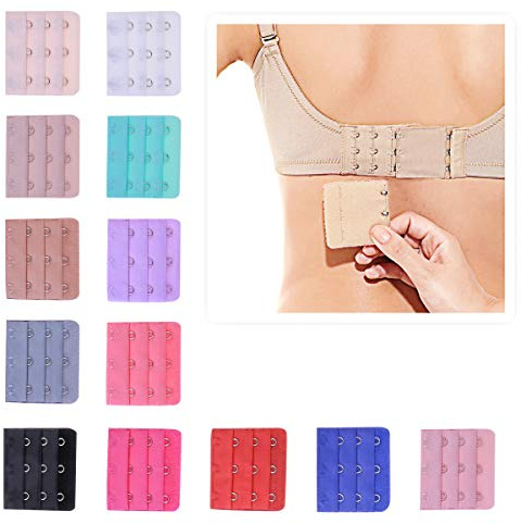 BESTYASH 36Stück BH-Verlängerung 2 Häkchen/3 Häkchen/Elastischer Nylon-BH-Verlängerungsriemen 18Farben