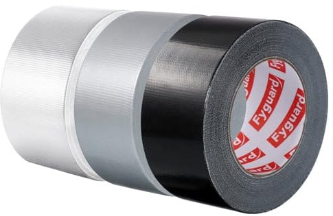 3 Rotoli Nastro Adesivo Impermeabile, 48mm x 18m Nastro per Riparazioni 210μ Nastro Telato Nero per Uso Interno ed Esterno in Case, Giardini e Cantieri Edili