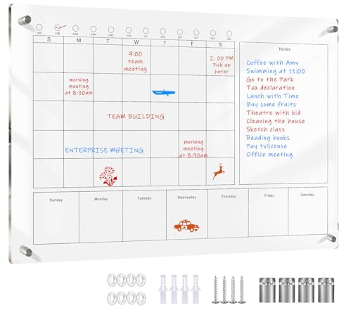 Marribol Großer Acryl-Kalender für die Wand, 61 x 40,6 cm, trocken abwischbarer Acryl-Kalender für Zuhause/Büro