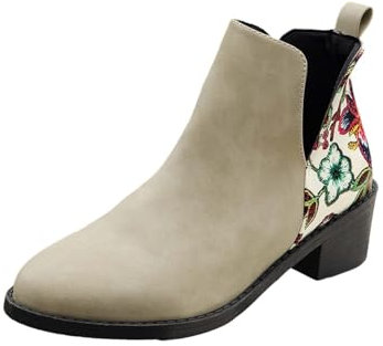 Generico Tronchetti Donna Invernali Tacco Basso, Stivali da Donna Invernali Comoda Eleganti, Boots Morbidi Tronchetti Impermeabile Stivali Texani Donna con Tacco Bassi Bassi, Chelsea Boots Donna