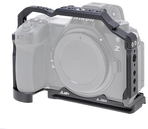 FOTGA Jaula de cámara para cámara Nikon Z6III, aleación de aluminio, con riel de la OTAN, zapata fría, rosca de 1/4 3/8, placa de liberación rápida, compatible con cabezal de trípode Arca Swiss