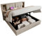 BXEYXE Doppelbett mit Kabellosem Laden C, Polsterbett Bettgestell 140x200cm,Bettgestell mit Stauraum Lattenrost aus Holz-Natürlich Leine