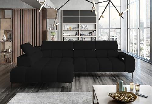 DomiMeble DomoHome Polsterecke L-Form Links Ecksofa mit Schlaffunktion Schlafsofa klein 3-Sitzer verstellbare Kopfstützen und Sitz, Stoff: Salvador 177x270x99 cm, Anthrazit