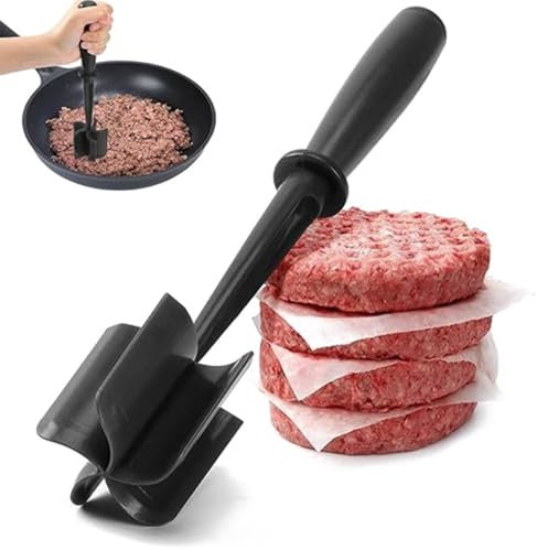 5-Blade Ground Meat Masher - Heat-Resistant Non-Stick Burger Smasher Tool for Hamburger, Beef, Turkey - Handheld Multifunctional Nylon Ground Chopper for Home
