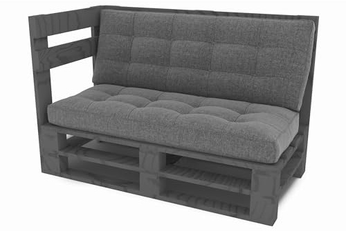 Lermowood Palettenmöbel Mpe Eckbank 120 x 60 cm Grau | Europaletten Indoor und Outdoor Lounge Gartenmöbel Holz Gartenmöbel Set Lounge Möbel Terrasse Balkon Loft Stil Paletten