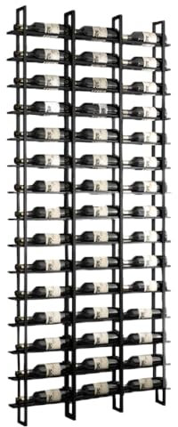 Weinregal Wand Metall, Modern Wandhalter Schwarz Flaschenregal, 16 Schichten 48 Flaschen Wand hängenden Weinflasche Regal, für kommerzielle Restaurants Speisekammer Bar Weinkeller (black, 48 Flaschen)