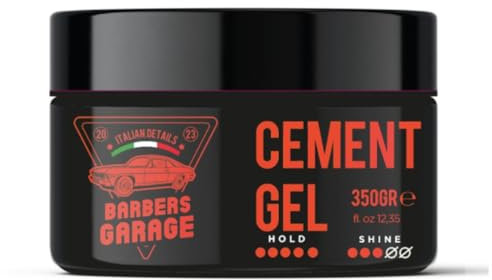 Barbers Garage – Cement Gel Capelli Ribelli – Tenuta Forte e Duratura – Gel per Capelli Ricci e Crespi – Effetto Lucido Naturale – Styling Professionale Uomo – Senza Residui – Made in Italy