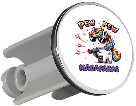 Huuraa Waschbeckenstöpsel Pew Pew Cooles Einhorn Geschenk | Universal Stopfen 4cm höhenverstellbar Abflussstopfen Geschenkidee Stöpsel mit Motiv für das Waschbecken