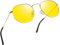 Joopin Hexagonal Damen Nachtsichtbrille Runde zum Autofahren Polygon Nachtbrille UV400 Blendschutz Gewidmet Nachtbrille mit Stylisch Sechseck Metallrahmen (Gelbe)