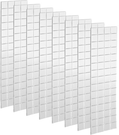 QUARKZMAN 8 Blatt 960 Stück Selbstklebende Spiegelmosaikfliesen 10x10mm Kleine Quadratische Spiegelkacheln Aufkleber Disco Ball Aufkleber Mini Glasfliesen für DIY Handwerk, Silber