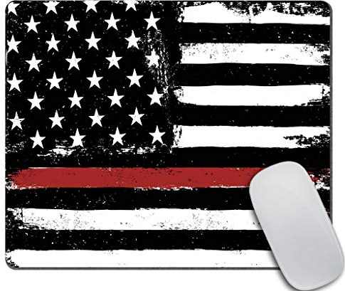 Maus Pad Feuerwehr-Rote Linie Amerikanische Flagge 25X30Cm Tragbar Mousepad Glatte Mouse Pads Für Zuhause Studium