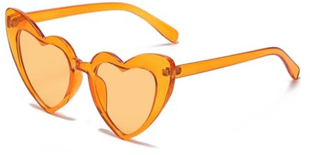 ASYHV Herzform Sonnenbrille für Damen, Orange | Übergroße, Mode, Fest Party