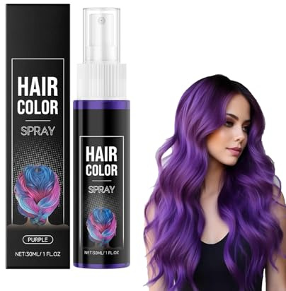 Lila Temporäres Haarspray | Waschbare Haarfarbe in Spray | Verrückte Lila Haarfarbe, Schonende Halloween-Festival-Party Hair Color | Schnell trocknend & Sofortige Farbe & Waschbar,30ml