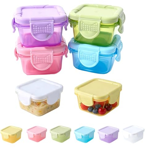 Ktnyl 12 Piezas Tupper Pequeño para Snacks, Recipientes Pequeños de 60 ml con Tapas, Tupper Plastico Redondo Pequeño, Reutilizables, Contenedor Salsa, para Guardar Alimentos, Fruta, 6 Colores