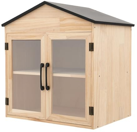 Scatola di scambio letterario, multifunzione, 2 piani e 2 porte, piccolo armadio in legno, porte con finestre in acrilico, per parti di letteratura, riviste e giornali