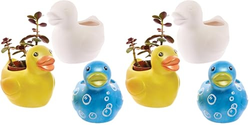 Baker Ross FX570 Duck Ceramic Flowerpots - Box of 2, Paint Your Own Plant Pot (Pack of 2)